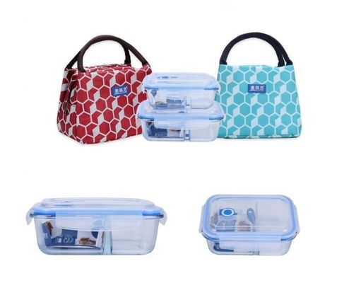 کیفیت Borosilicate Pressed Glass Lunch Boxes With Locking Lids کارخانه