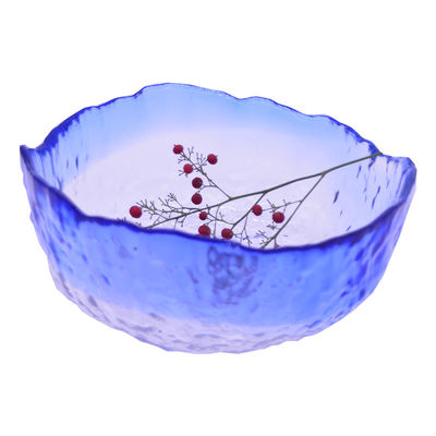 کیفیت Hammered Pattern Irregular Shape Crystal Salad Serving Bowl کارخانه