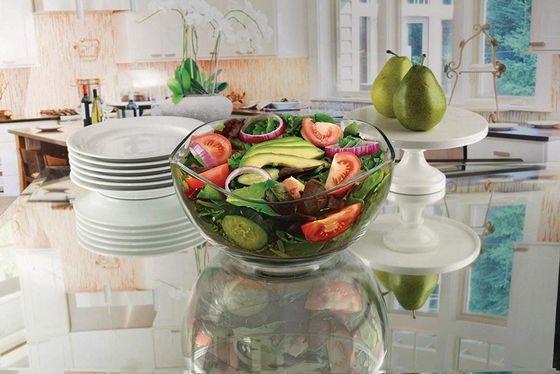 کیفیت Transparent Durable Wave Rim Glass Charger Plates , Fruit Salad Glass Bowl کارخانه