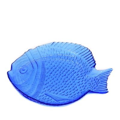 کیفیت Fish Shaped Embossed Colorful Glass Charger Plates کارخانه