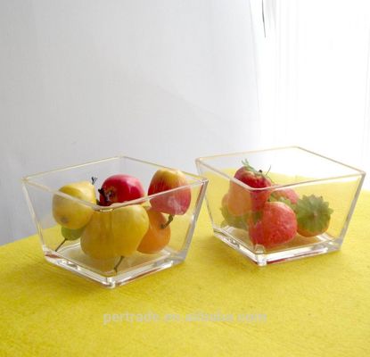 کیفیت Transparent Square Shaped Glass Salad Bowl , Crystal Salad Bowl For Home کارخانه
