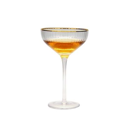 کیفیت Customize Gold Rim Optical Stripes Crystal Cocktail Glasses کارخانه