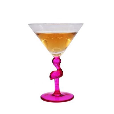 کیفیت Pink Color  Flamingo Shaped Stem Cocktail Crystal Glasses کارخانه