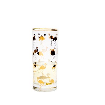 کیفیت Golden Flamingo Printed Crystal Highball Glasses For Restaurant کارخانه