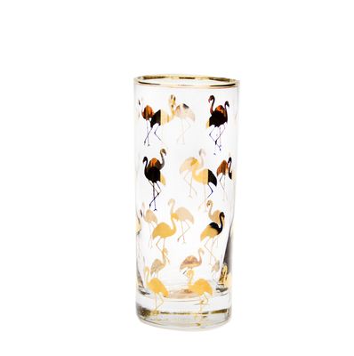 کیفیت Golden Flamingo Printed Crystal Highball Glasses For Restaurant کارخانه