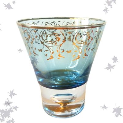کیفیت Blue Color Golden Rim Stemless Crystal Cocktail Glasses کارخانه