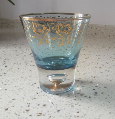 کیفیت Blue Color Golden Rim Stemless Crystal Cocktail Glasses کارخانه