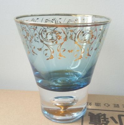 کیفیت Blue Color Golden Rim Stemless Crystal Cocktail Glasses کارخانه