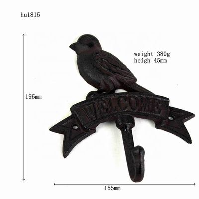 کیفیت Antique Wall Mount Bird shape Black Iron Coat Hooks کارخانه