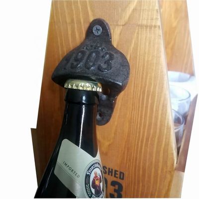 کیفیت Wall Mount Iron Bottle Opener Cast Iron Crafts For Bar Club کارخانه