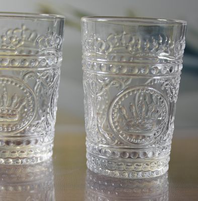 کیفیت 8Oz Crown Design Embossed Tumbler Drinking Glasses کارخانه