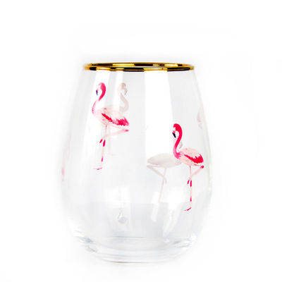 کیفیت Hand Painted Gold Rim Wine Glass Tumbler With Color Decal کارخانه