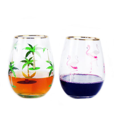کیفیت Hand Painted Gold Rim Wine Glass Tumbler With Color Decal کارخانه
