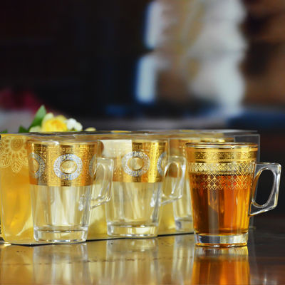 کیفیت Golden Decorated Gold Decal Tumbler Drinking Glasses کارخانه
