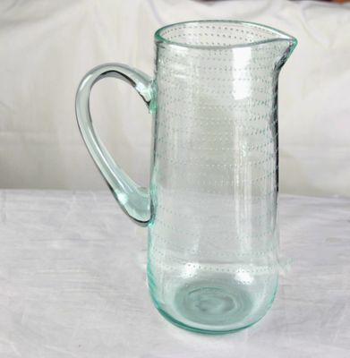 کیفیت Recycle Green Spiraling Bubbles  Glass Water Pitcher , Large Glass Pitcher کارخانه