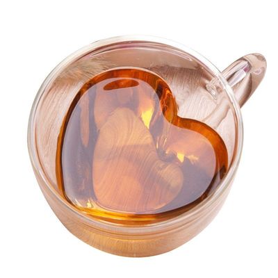 کیفیت Creative Lover Heart Shape Borosilicate Transparent Tea Cups کارخانه