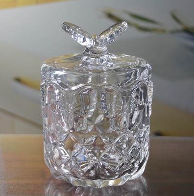 کیفیت Butterfly Embossed Creative Crystal Glass Storage Jars کارخانه