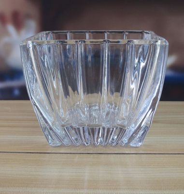 کیفیت Square Optic Stripes Glass Storage Jars For Candy کارخانه