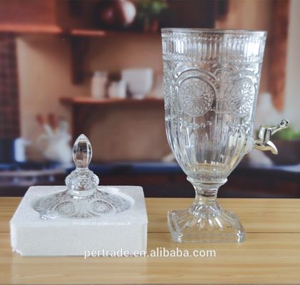 کیفیت Deep Cutted Engraved 5l Glass Jar With Lid . Glass Food Storage Jars کارخانه