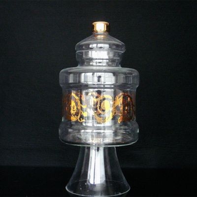 کیفیت Large Footed Glass Storage Jars With Gold Decoration Decal کارخانه