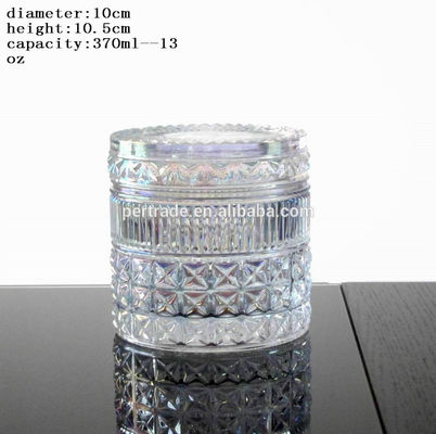 کیفیت Embossed Diamonds Pattern Glass Storage Jars With For Candle کارخانه