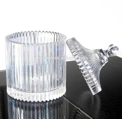 کیفیت home Embossed Stripes Large Glass Container With Lid کارخانه