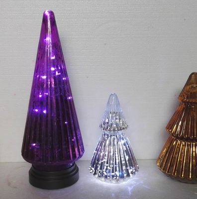 کیفیت Handblown LED Holiday Glass Candle Holders Christmas Tree Pattern کارخانه