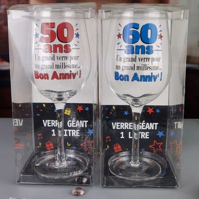 کیفیت Clear 1 Litre Giant Wine Glass With Anniversary Decor کارخانه