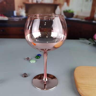 کیفیت 11cm Dia 2pk Pink Gin Glasses Ion Plated Balloon Crystal Wine Glass کارخانه