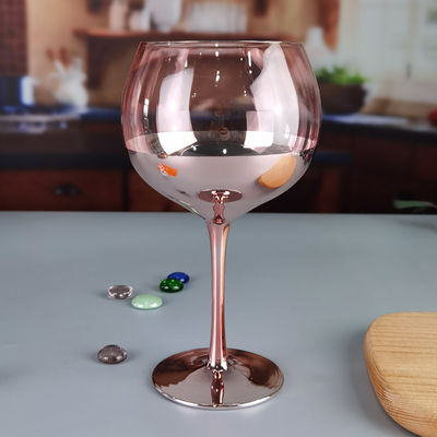 کیفیت 11cm Dia 2pk Pink Gin Glasses Ion Plated Balloon Crystal Wine Glass کارخانه
