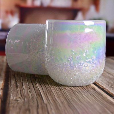 کیفیت Iridescent Votive Glass Candle Holders Half Rough Sands Surface کارخانه