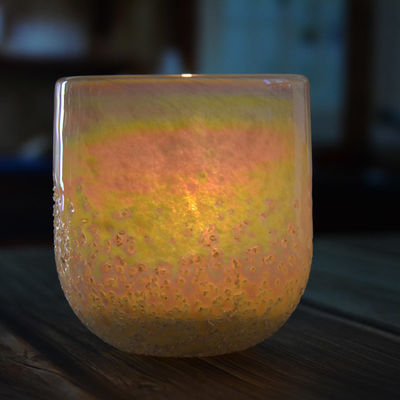 کیفیت Iridescent Votive Glass Candle Holders Half Rough Sands Surface کارخانه