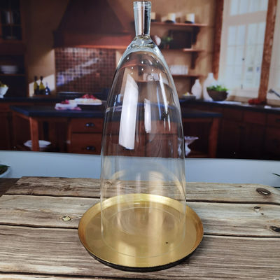کیفیت Transparent Lead Free Handled 21" Glass Dome Cloche کارخانه