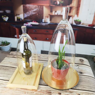 کیفیت Transparent Lead Free Handled 21" Glass Dome Cloche کارخانه