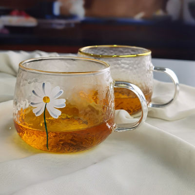 کیفیت Borosilicate Hammered Texture Tumbler Drinking Glasses With Golden Rim کارخانه