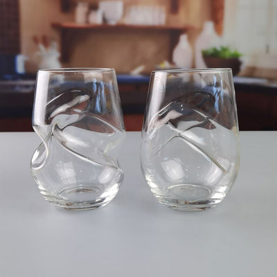 کیفیت Twisted Swirling Crystal Red Wine Glasses 250ml Stemless کارخانه
