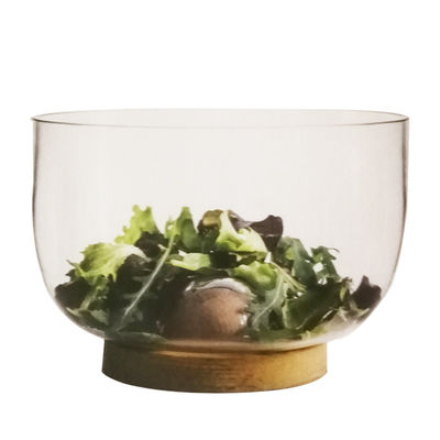 کیفیت 9" crystal salad bowl with solid wood stand peak bottom کارخانه